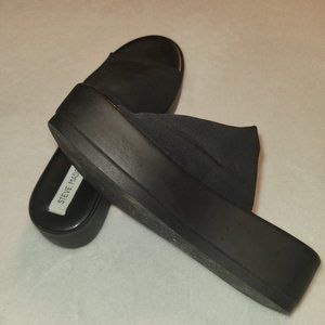 Steve Madden Black Slinky Platform Slide Sandals